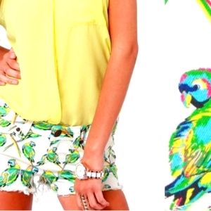Dittos Love Birds Miami Tropical Denim Shorts